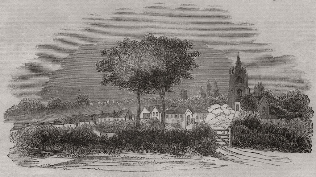 Hatfield broad oak. Hertfordshire 1842 old antique vintage print picture